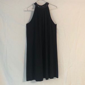 Black sleeve less dress w/ sequin high neck